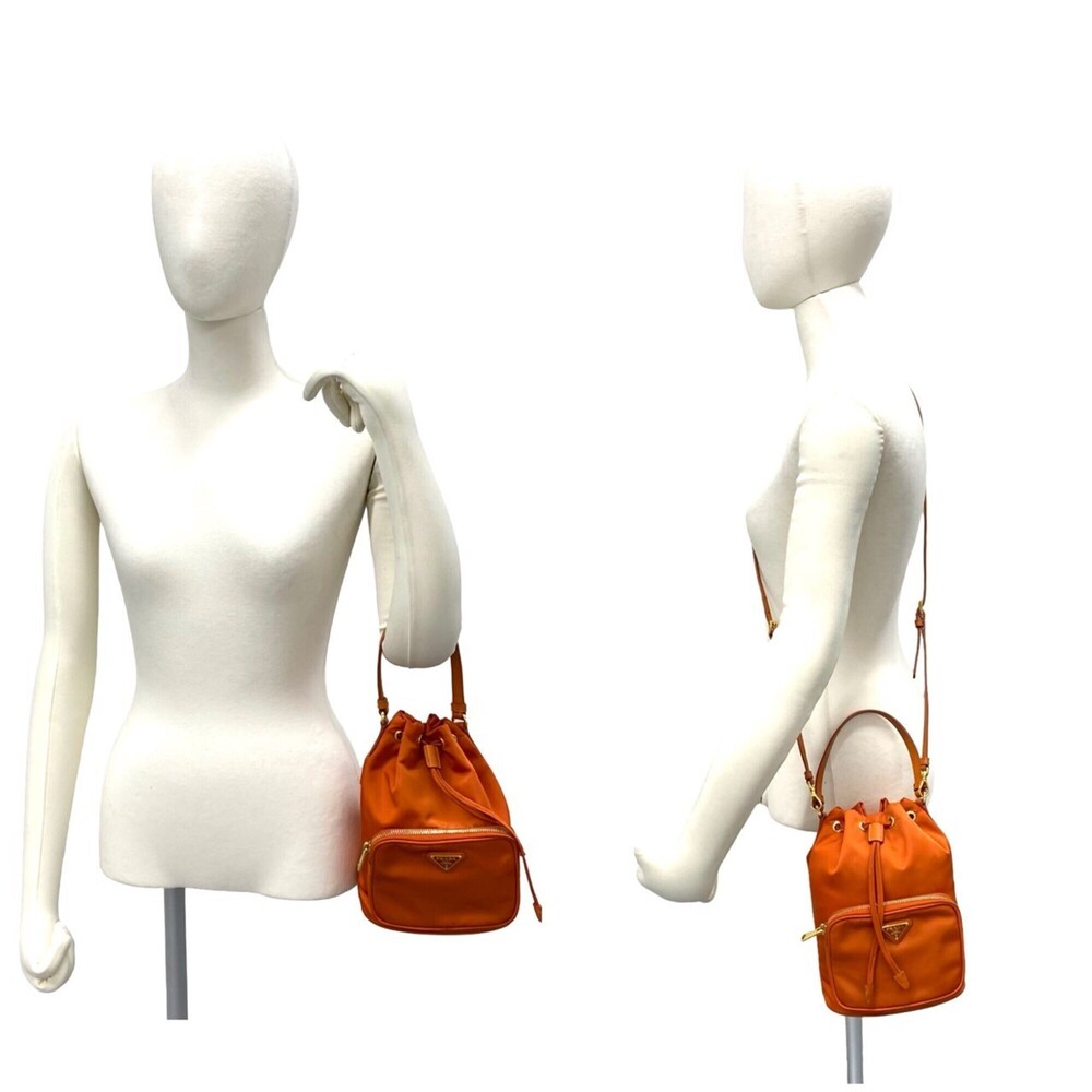 PRADA Orange Leather Saffiano Shoulder Bag - Picture 2 of 10